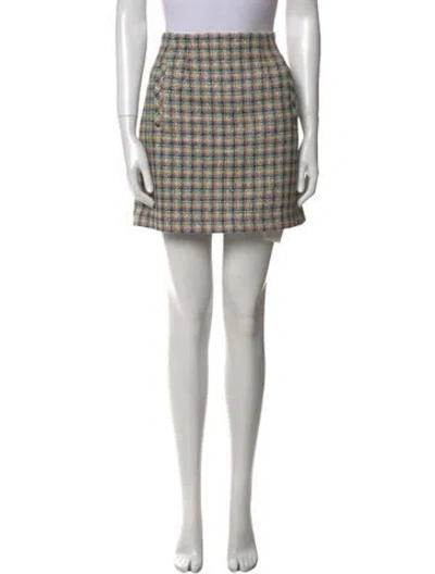 Pre-owned Veronica Beard Plaid Print Mini Skirt In Neutral