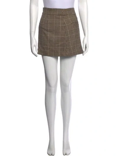 Pre-owned Veronica Beard Plaid Print Mini Skirt In Neutral