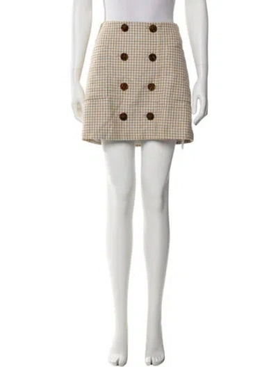 Pre-owned Veronica Beard Plaid Print Mini Skirt In Neutral