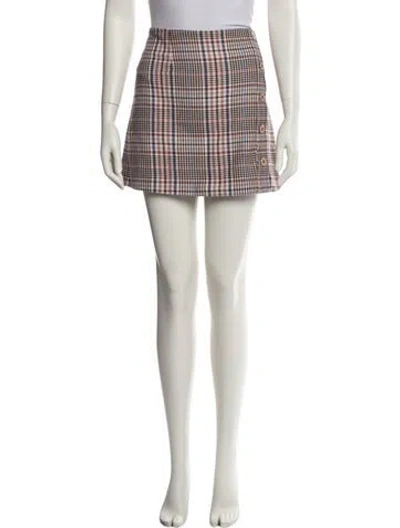 Pre-owned Veronica Beard Plaid Print Mini Skirt In Neutral