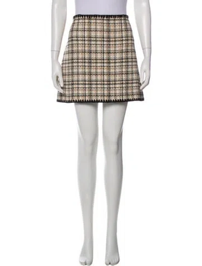 Pre-owned Veronica Beard Plaid Print Mini Skirt In Neutral