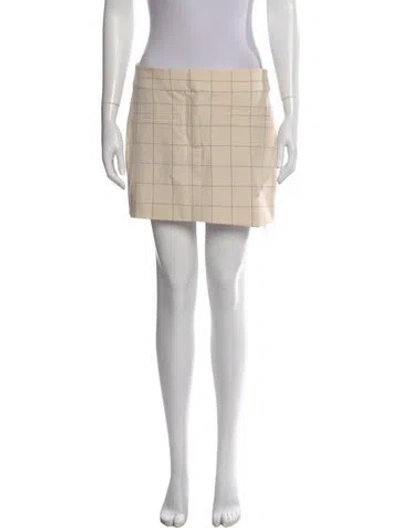 Pre-owned Veronica Beard Plaid Print Mini Skirt In Neutral