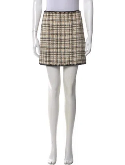 Pre-owned Veronica Beard Plaid Print Mini Skirt In Neutral