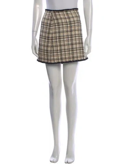 Pre-owned Veronica Beard Plaid Print Mini Skirt In Neutral