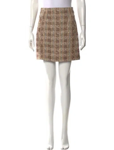 Pre-owned Veronica Beard Plaid Print Mini Skirt In Neutral
