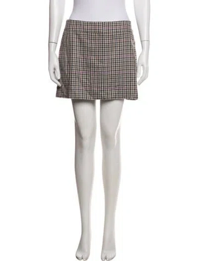 Pre-owned Veronica Beard Plaid Print Mini Skirt In Neutral