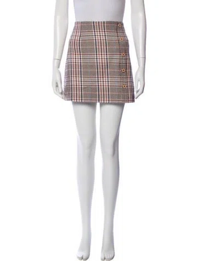 Pre-owned Veronica Beard Plaid Print Mini Skirt In Neutrals