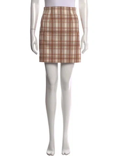 Pre-owned Veronica Beard Plaid Print Mini Skirt In Neutrals