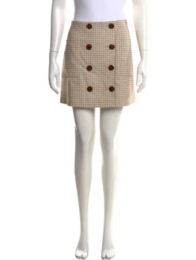 Pre-owned Veronica Beard Plaid Print Mini Skirt In Neutrals