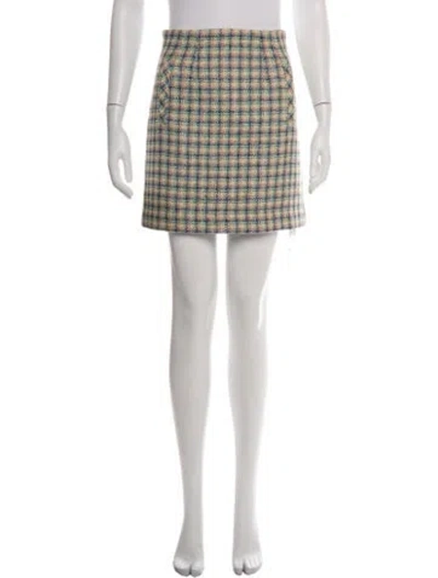 Pre-owned Veronica Beard Plaid Print Mini Skirt In Neutrals/pink
