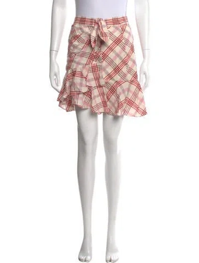 Pre-owned Veronica Beard Plaid Print Mini Skirt In Neutrals/pink