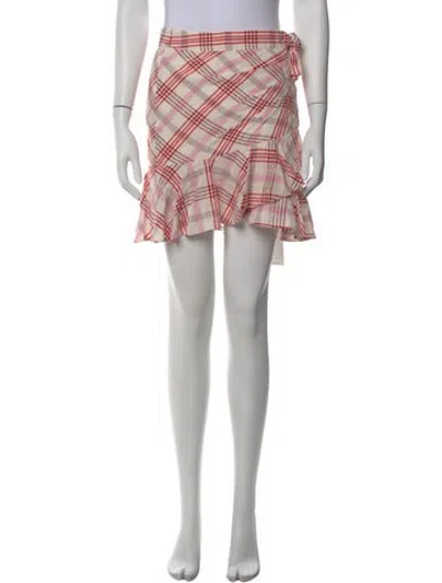 Pre-owned Veronica Beard Plaid Print Mini Skirt In Pink