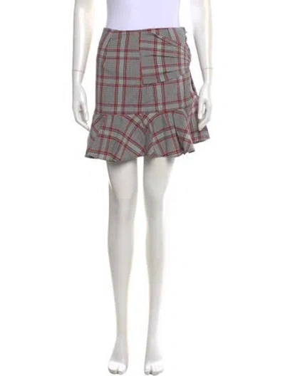 Pre-owned Veronica Beard Plaid Print Mini Skirt In Red