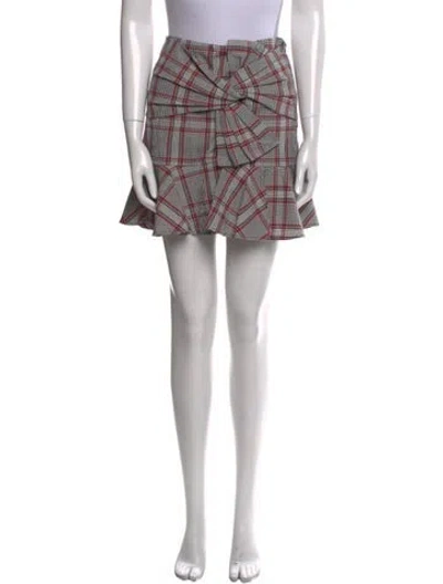 Pre-owned Veronica Beard Plaid Print Mini Skirt In Red