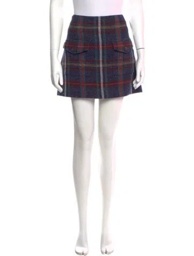 Pre-owned Veronica Beard Plaid Print Mini Skirt In Red