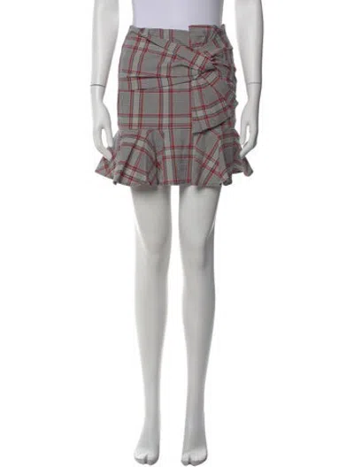 Pre-owned Veronica Beard Plaid Print Mini Skirt In Red