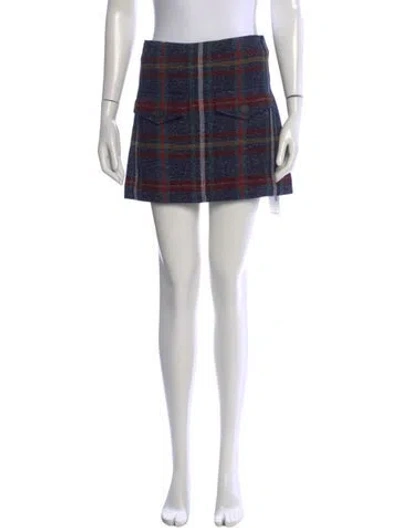 Pre-owned Veronica Beard Plaid Print Mini Skirt W/ Tags In Blue
