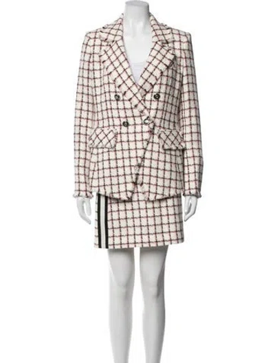 Pre-owned Veronica Beard Plaid Print Mini Skirt W/ Tags In Blue/metallic