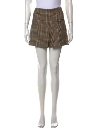 Pre-owned Veronica Beard Plaid Print Mini Skirt W/ Tags In Neutrals