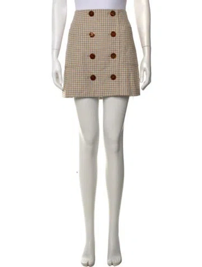 Pre-owned Veronica Beard Plaid Print Mini Skirt W/ Tags In Neutrals