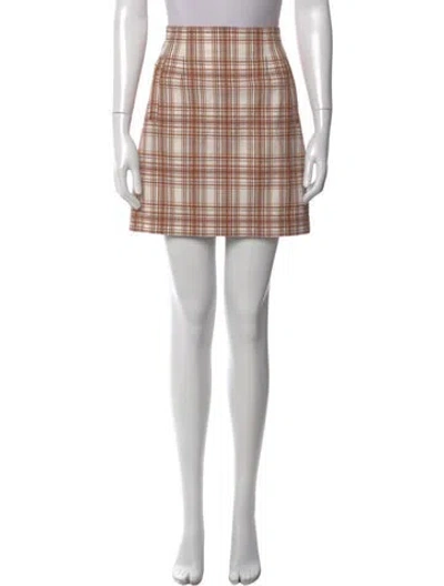Pre-owned Veronica Beard Plaid Print Mini Skirt W/ Tags In Orange