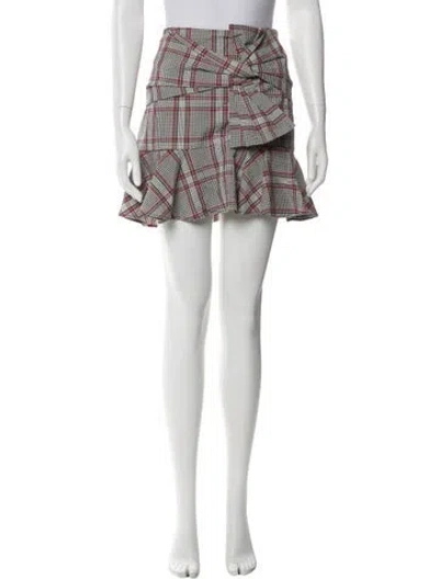 Pre-owned Veronica Beard Plaid Print Mini Skirt In White