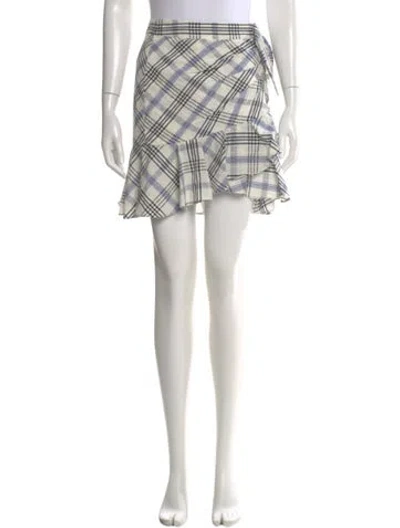Pre-owned Veronica Beard Plaid Print Mini Skirt In White