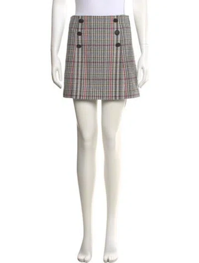 Pre-owned Veronica Beard Plaid Print Mini Skirt In White