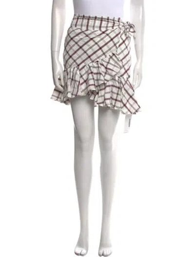 Pre-owned Veronica Beard Plaid Print Mini Skirt In White