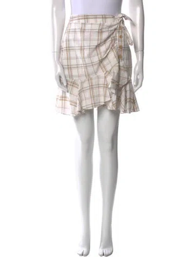 Pre-owned Veronica Beard Plaid Print Mini Skirt In White