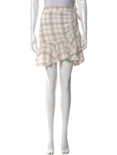 Pre-owned Veronica Beard Plaid Print Mini Skirt In White