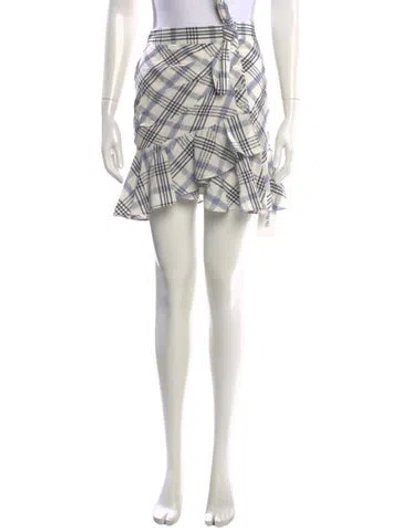 Pre-owned Veronica Beard Plaid Print Mini Skirt In White