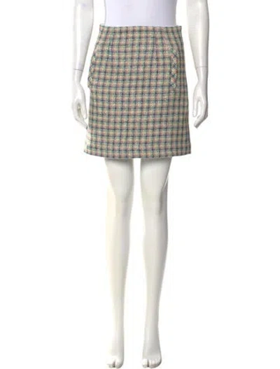 Pre-owned Veronica Beard Plaid Print Mini Skirt In White