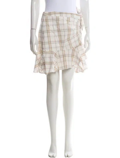 Pre-owned Veronica Beard Plaid Print Mini Skirt In White