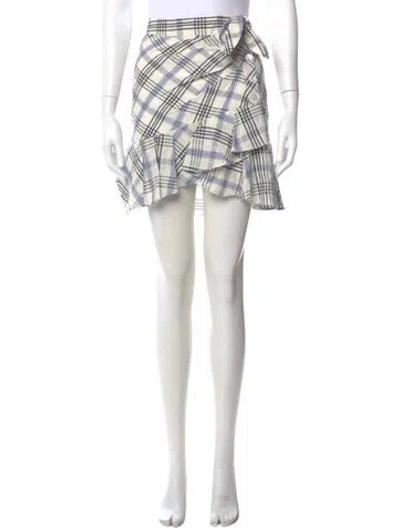 Pre-owned Veronica Beard Plaid Print Mini Skirt In White