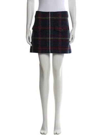 Pre-owned Veronica Beard Plaid Print Mini Skirt In White