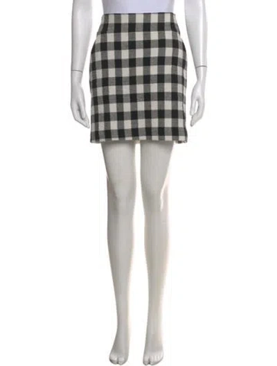 Pre-owned Veronica Beard Plaid Print Mini Skirt In White