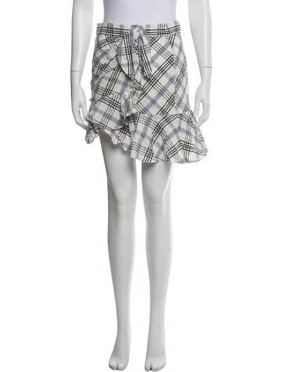 Pre-owned Veronica Beard Plaid Print Mini Skirt In White