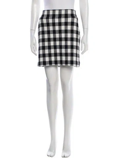 Pre-owned Veronica Beard Plaid Print Mini Skirt In White