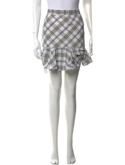 Pre-owned Veronica Beard Plaid Print Mini Skirt In White
