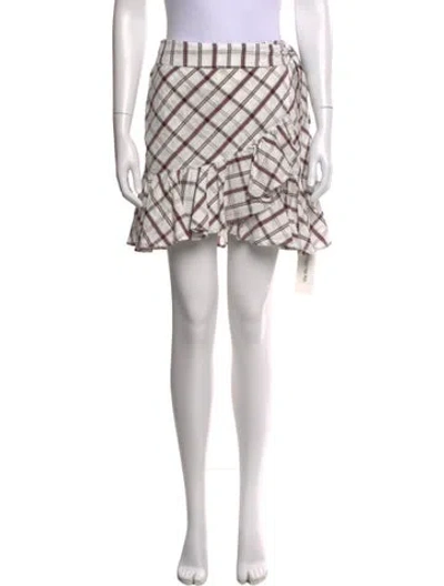 Pre-owned Veronica Beard Plaid Print Mini Skirt In White
