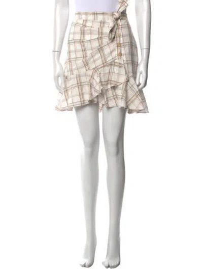 Pre-owned Veronica Beard Plaid Print Mini Skirt In White