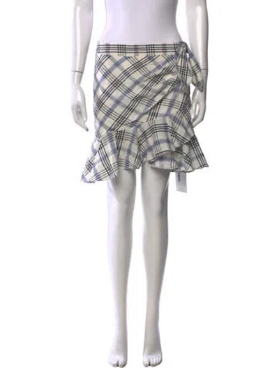 Pre-owned Veronica Beard Plaid Print Mini Skirt In White