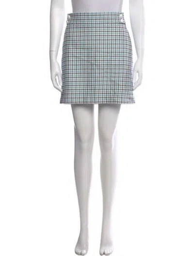 Pre-owned Veronica Beard Plaid Print Mini Skirt In White