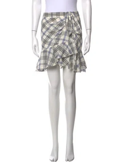 Pre-owned Veronica Beard Plaid Print Mini Skirt In White