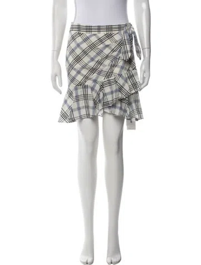 Pre-owned Veronica Beard Plaid Print Mini Skirt In White