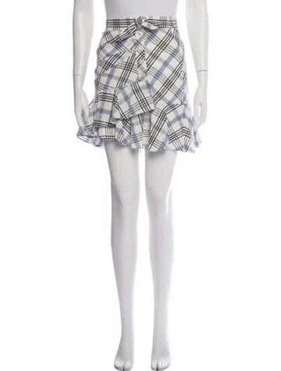 Pre-owned Veronica Beard Plaid Print Mini Skirt In White