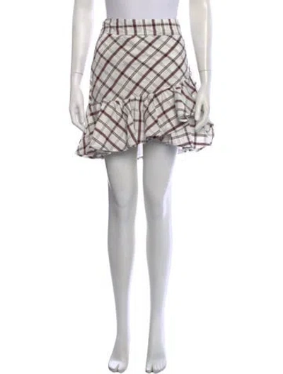 Pre-owned Veronica Beard Plaid Print Mini Skirt In White