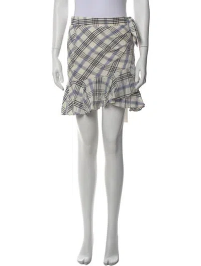 Pre-owned Veronica Beard Plaid Print Mini Skirt In White