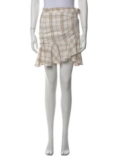 Pre-owned Veronica Beard Plaid Print Mini Skirt In White